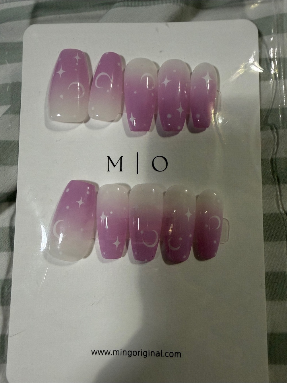 Purple Ombre Press-On Nails with Star Accents